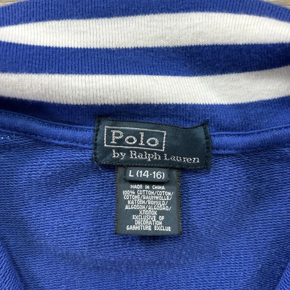Polo Ralph Lauren Youth Large 14-16 Blue White Big Pony Track Jacket Zip Up